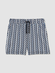 Reiss | 3-9 yrs Zig-Zag Knit Drawstring Shorts in Blue
