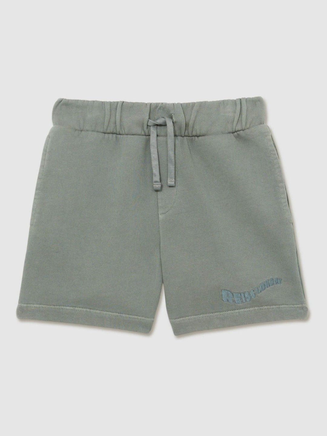 Reiss | 9-13 yrs Cotton Brand-Embroidered Shorts in Washed Sage