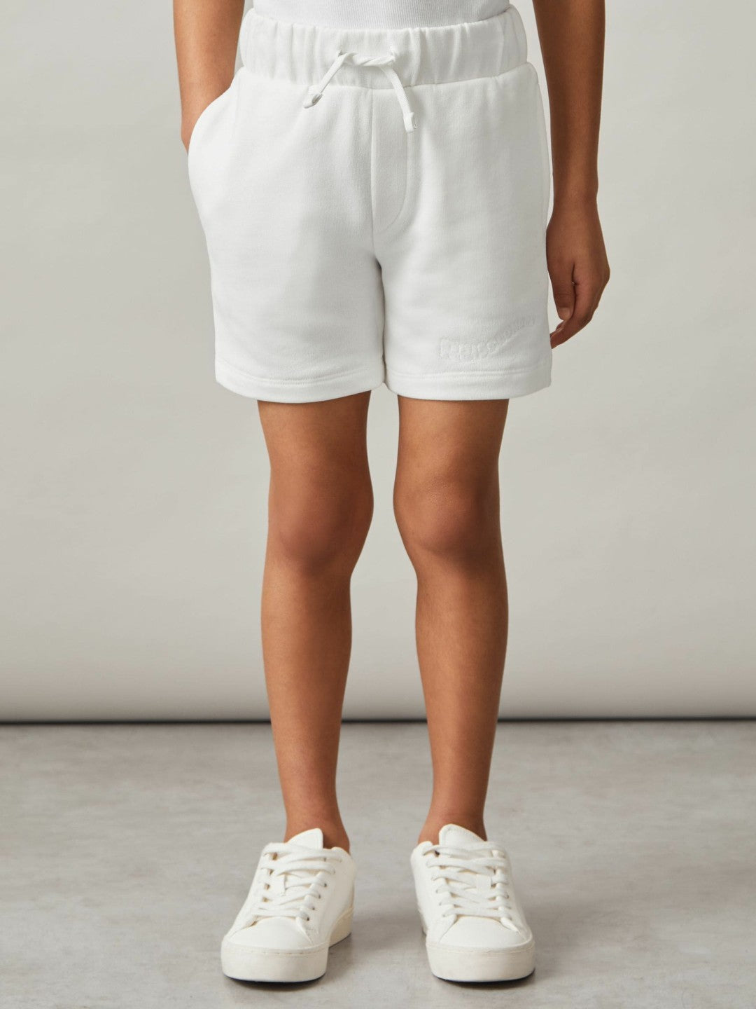 Reiss | 9-13 yrs Cotton Brand-Embroidered Shorts in Off White