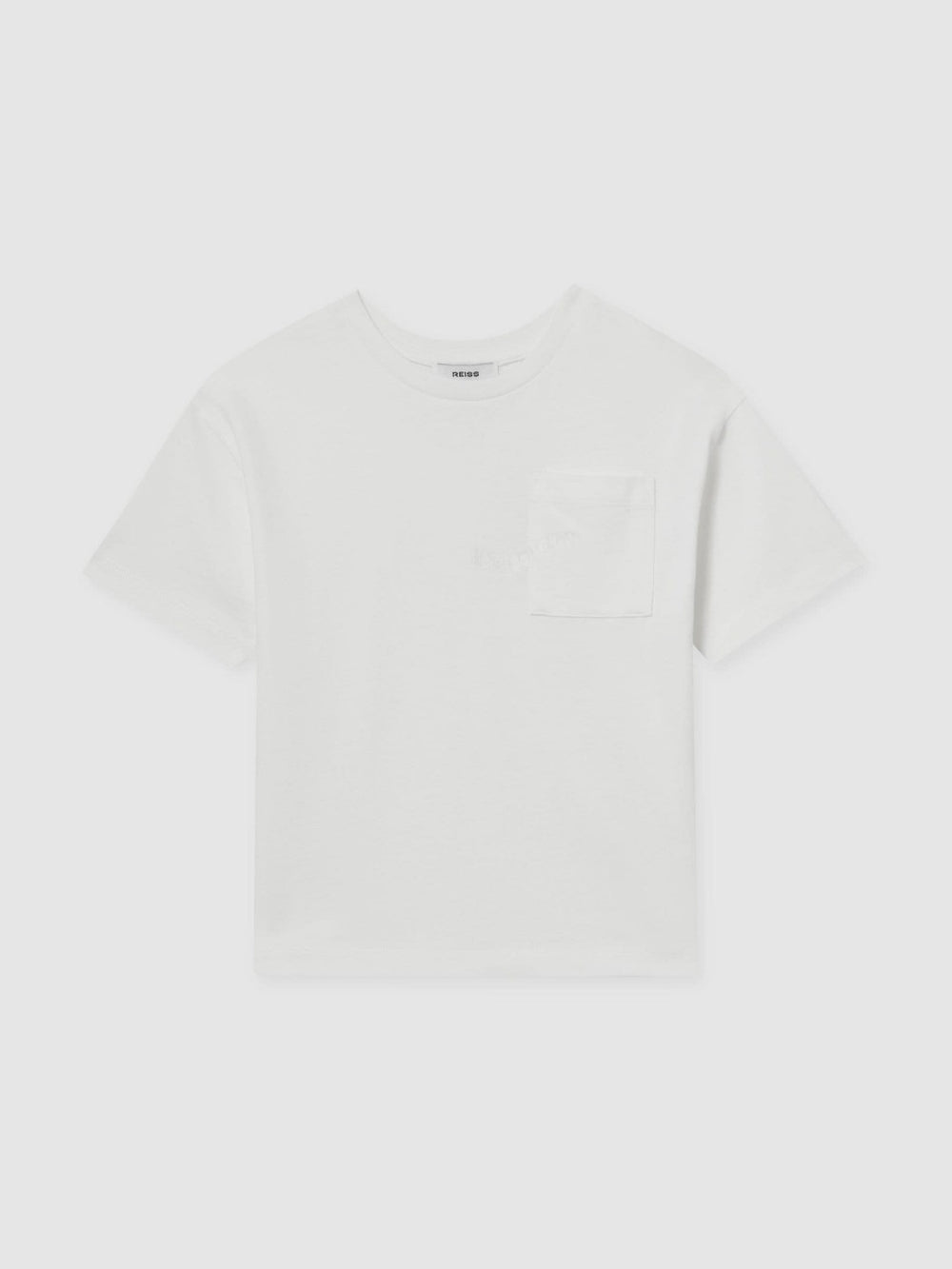 Reiss | 13-14 yrs Cotton Palm-Embroidery Oversize T-Shirt in Off White