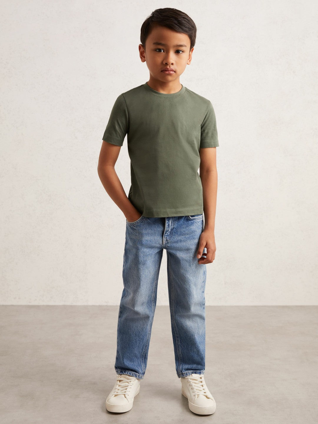 Reiss | 3-9 yrs Crew Neck T-Shirt in Dark Sage