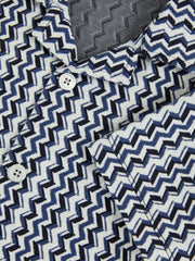 Reiss | 9-13 yrs Zig-Zag Knit Cuban-Collar Shirt in Blue