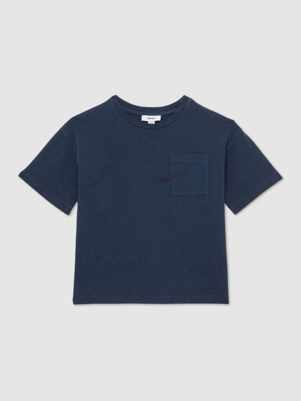 Reiss | 3-9 yrs Cotton Palm-Embroidery Oversize T-Shirt in Washed Navy
