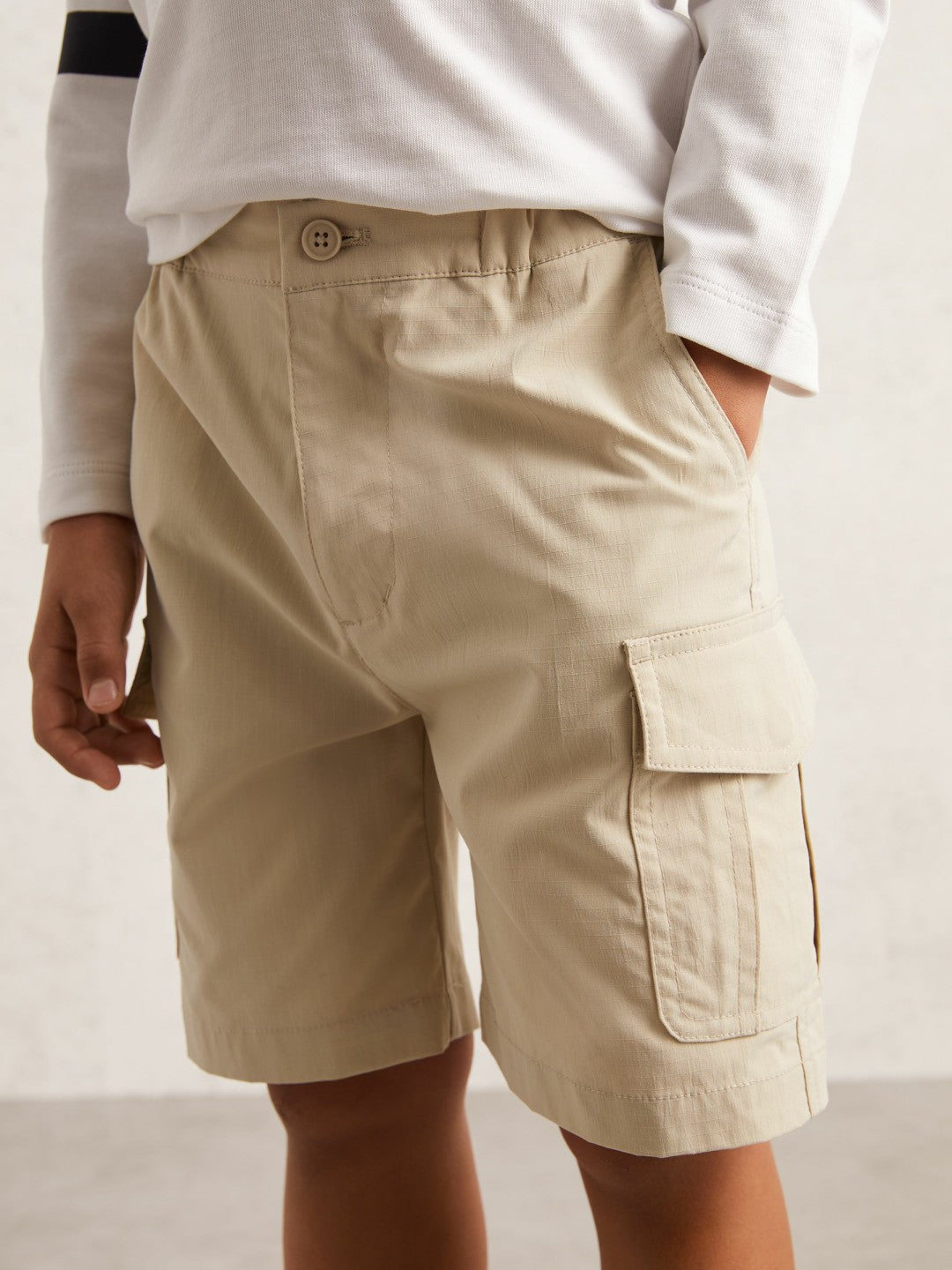 Reiss | 3-9 yrs Ripstop Cargo Shorts in Light Stone