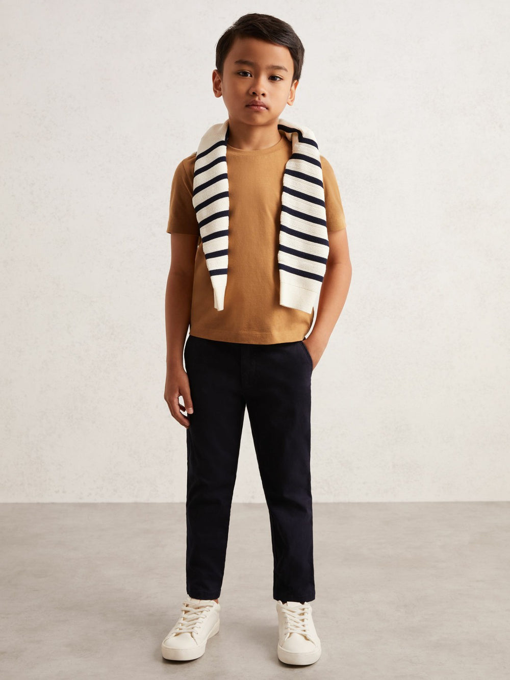 Reiss | 9-13 yrs Crew Neck T-Shirt in Tan Brown