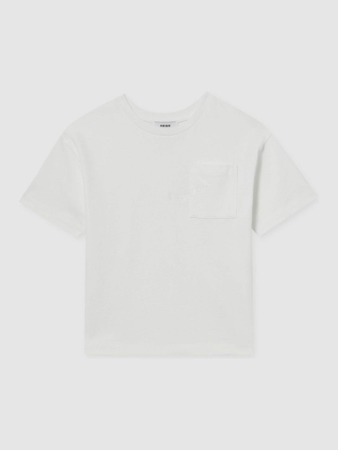 Reiss | 9-13 yrs Cotton Palm-Embroidery Oversize T-Shirt in Off White