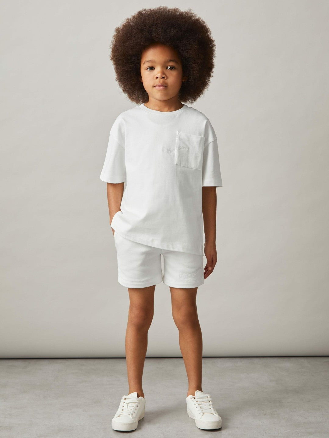 Reiss | 9-13 yrs Cotton Palm-Embroidery Oversize T-Shirt in Off White