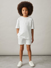 Reiss | 9-13 yrs Cotton Palm-Embroidery Oversize T-Shirt in Off White