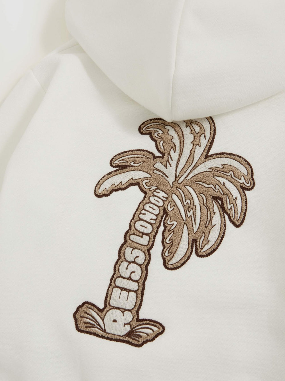 Reiss | 13-14 yrs Cotton-Blend Palm-Embroidered Hoodie in Off White