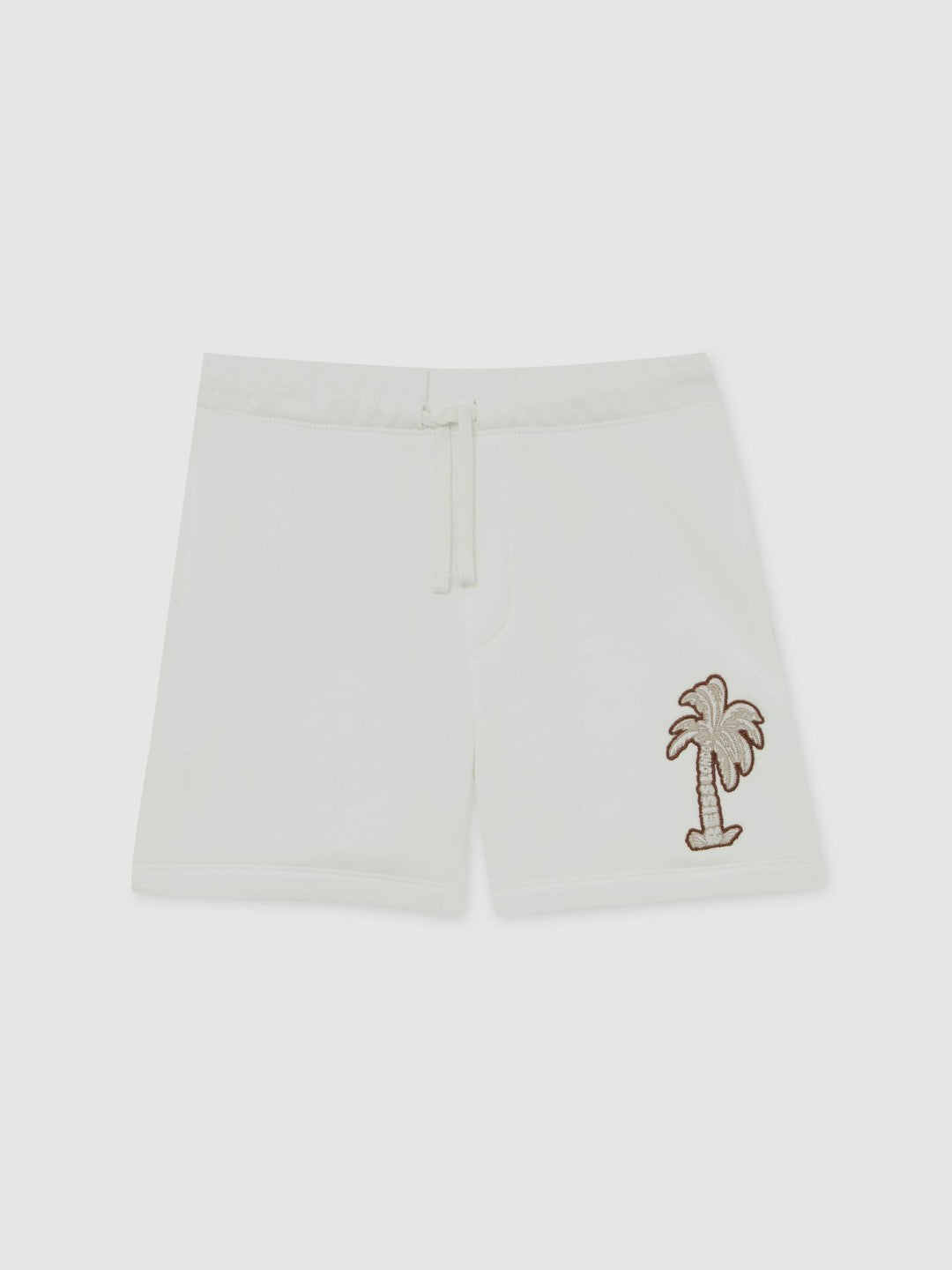 Reiss | 3-9 yrs Cotton Blend Palm Embroidered Shorts in Off White