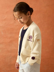 Reiss | 4-9 yrs SmileyWorld Embroidery Cardigan Unisex Fit in Off White