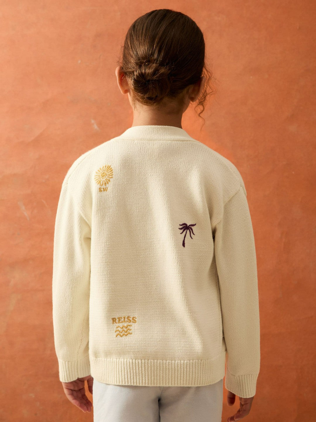Reiss | 4-9 yrs SmileyWorld Embroidery Cardigan Unisex Fit in Off White