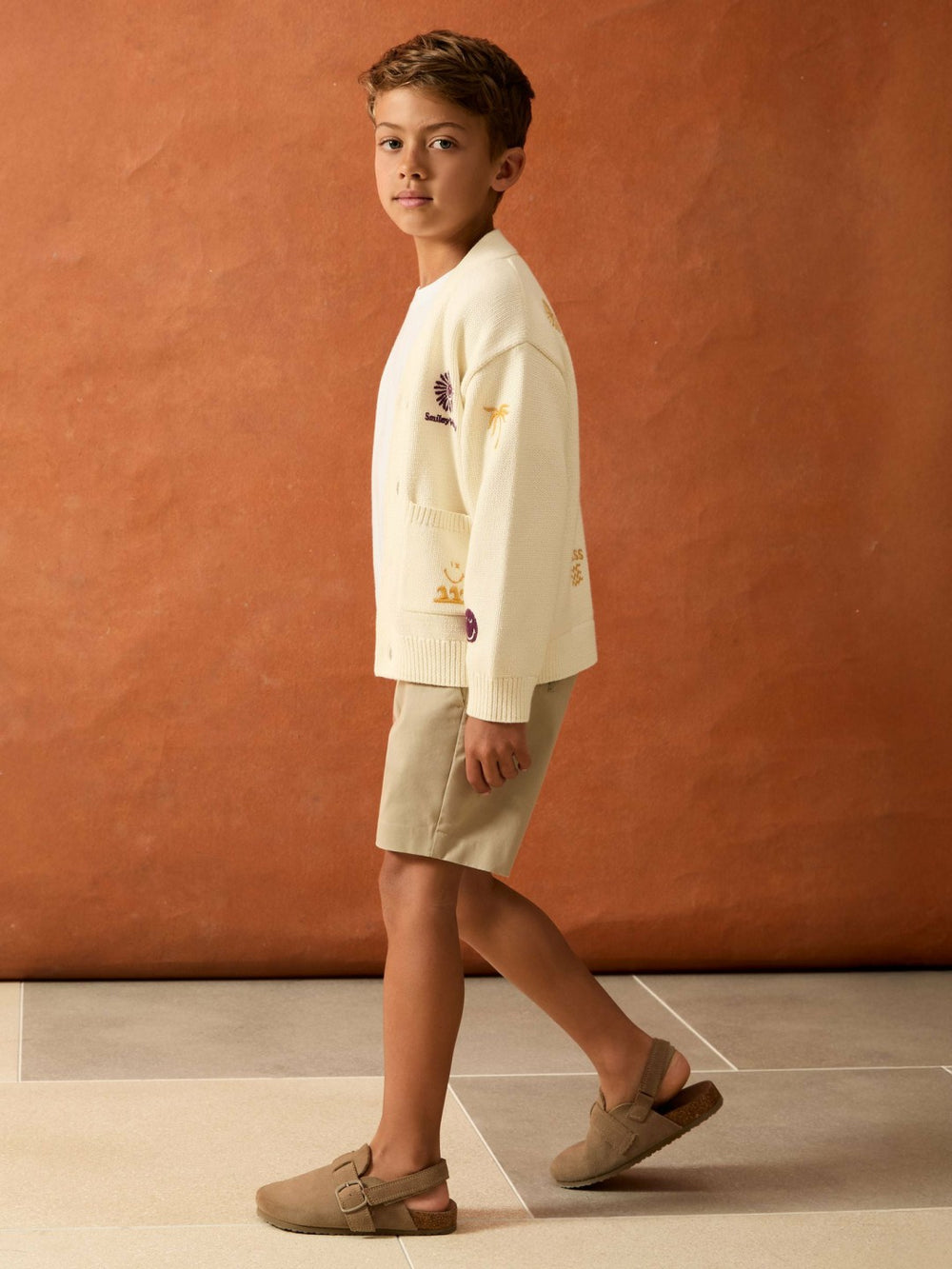 Reiss | 4-9 yrs SmileyWorld Embroidery Cardigan Unisex Fit in Off White