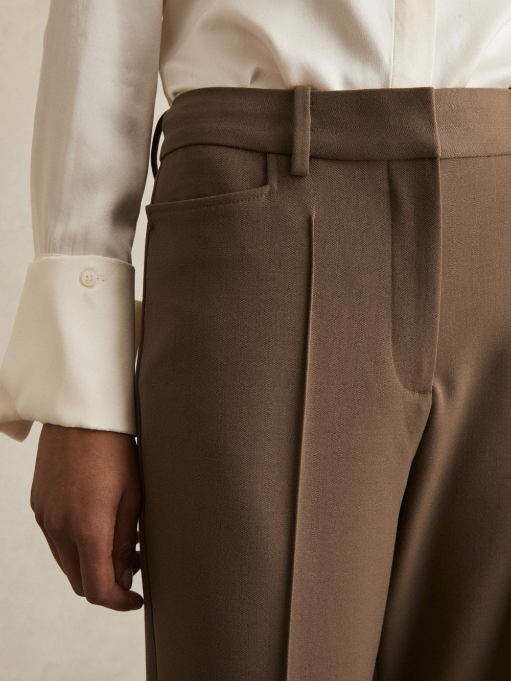 Reiss | Petite Flared Suit Trousers in Mink Neutral