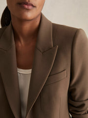 Reiss | Petite Tailored Single Breasted Suit Blazer in Mink Neutral
