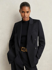 Reiss | Wool Blend Double Breasted Suit Blazer in Navy