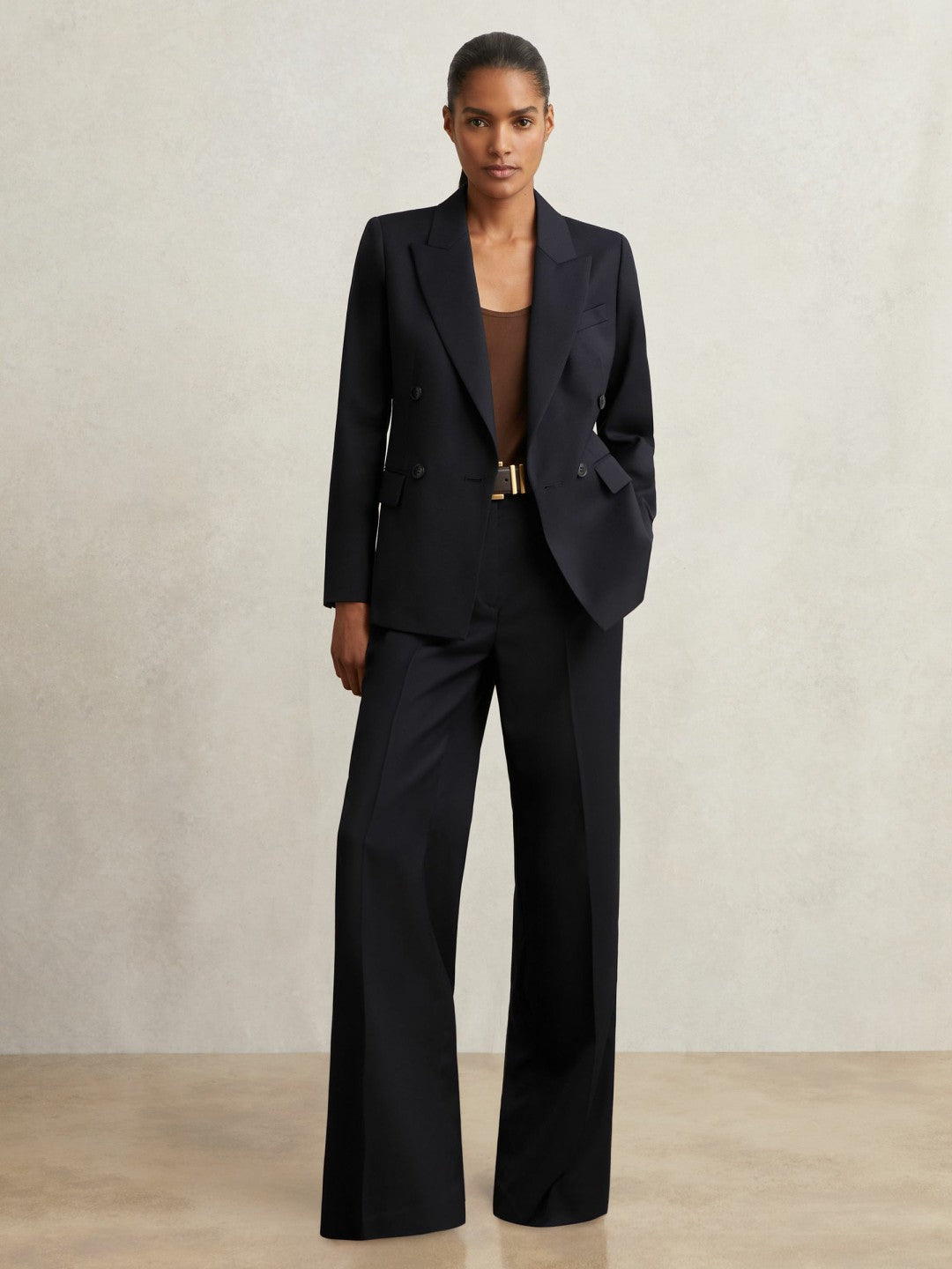 Reiss | Wool Blend Double Breasted Suit Blazer in Navy
