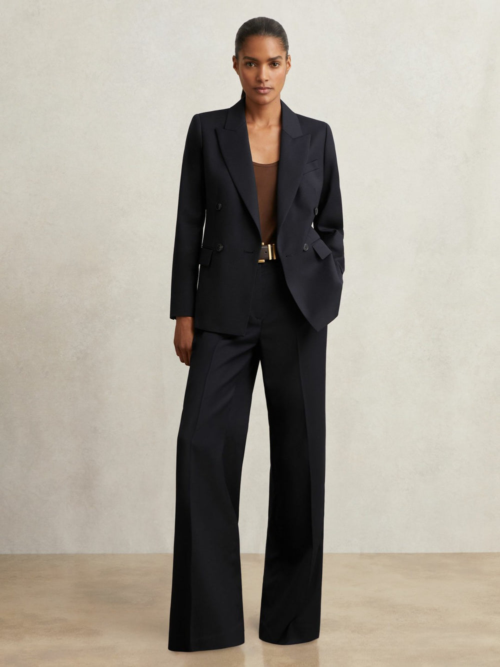 Reiss | Wool Blend Double Breasted Suit Blazer in Navy