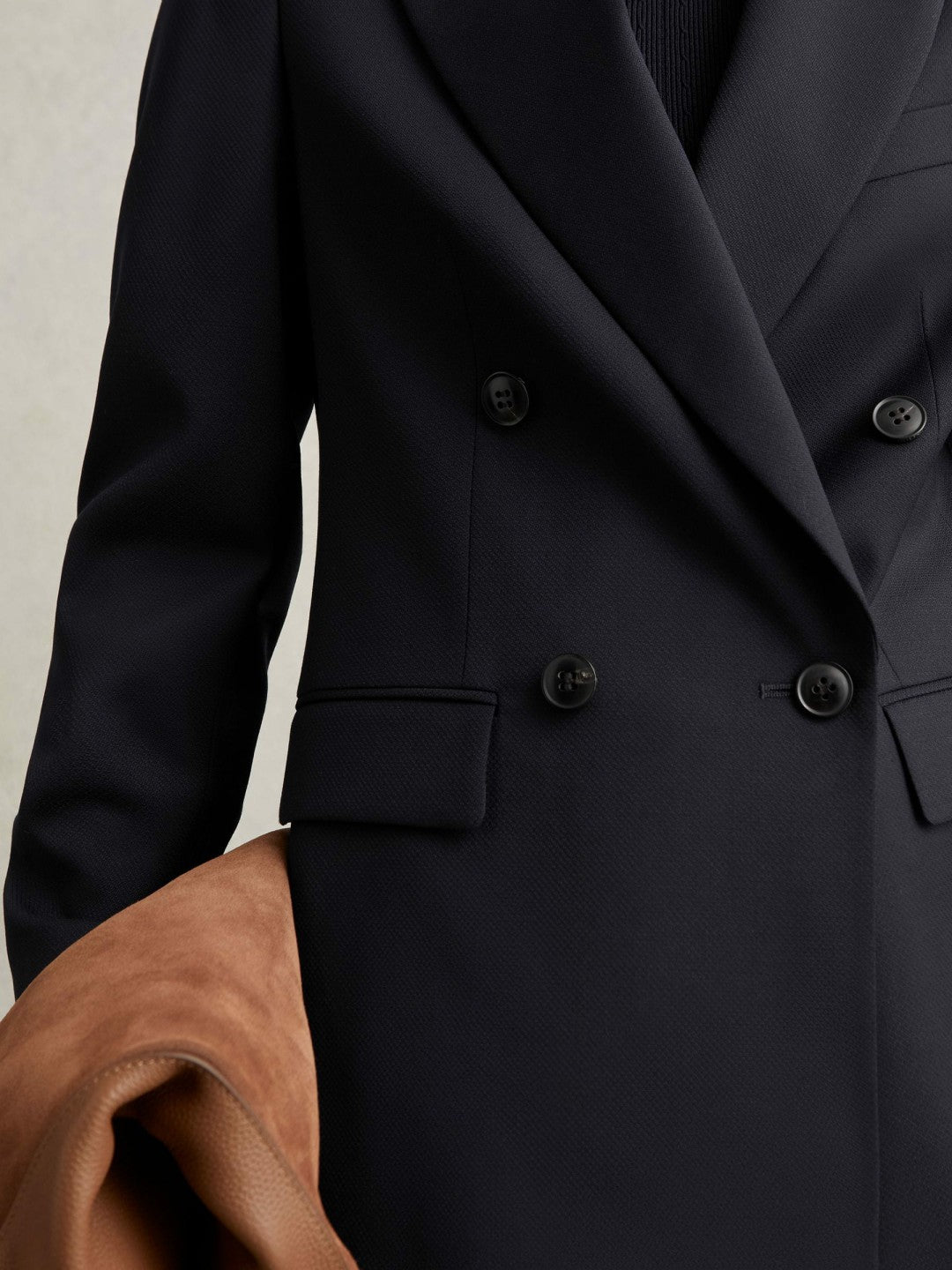 Reiss | Wool Blend Double Breasted Suit Blazer in Navy