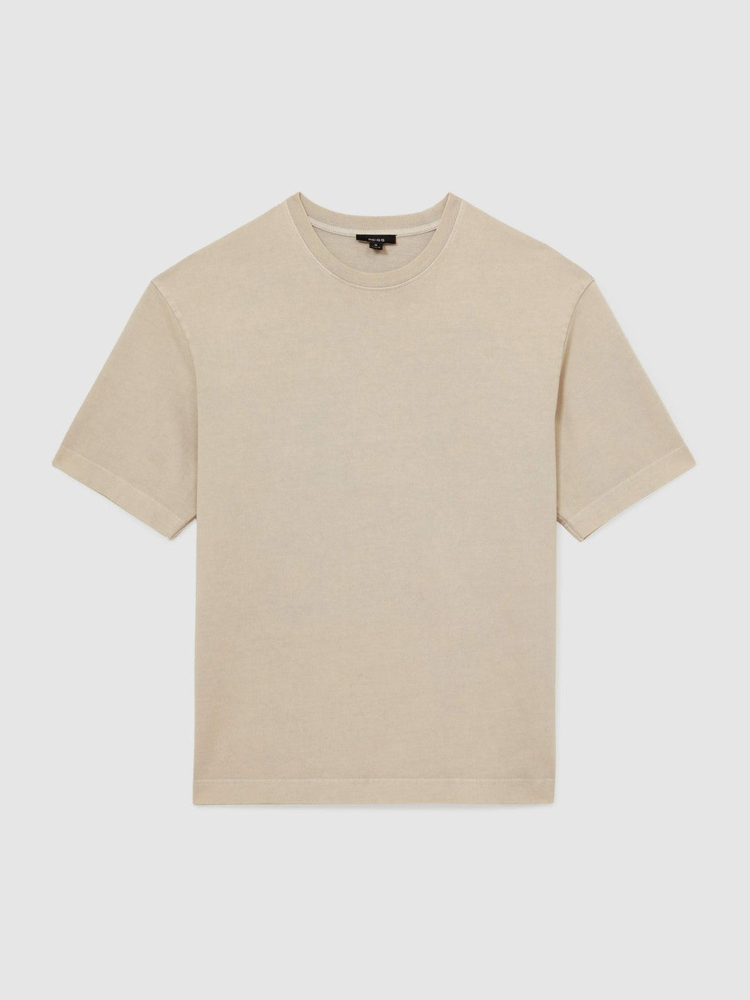 Reiss | Cotton Garment-Dyed Oversize T-Shirt in Oatmeal