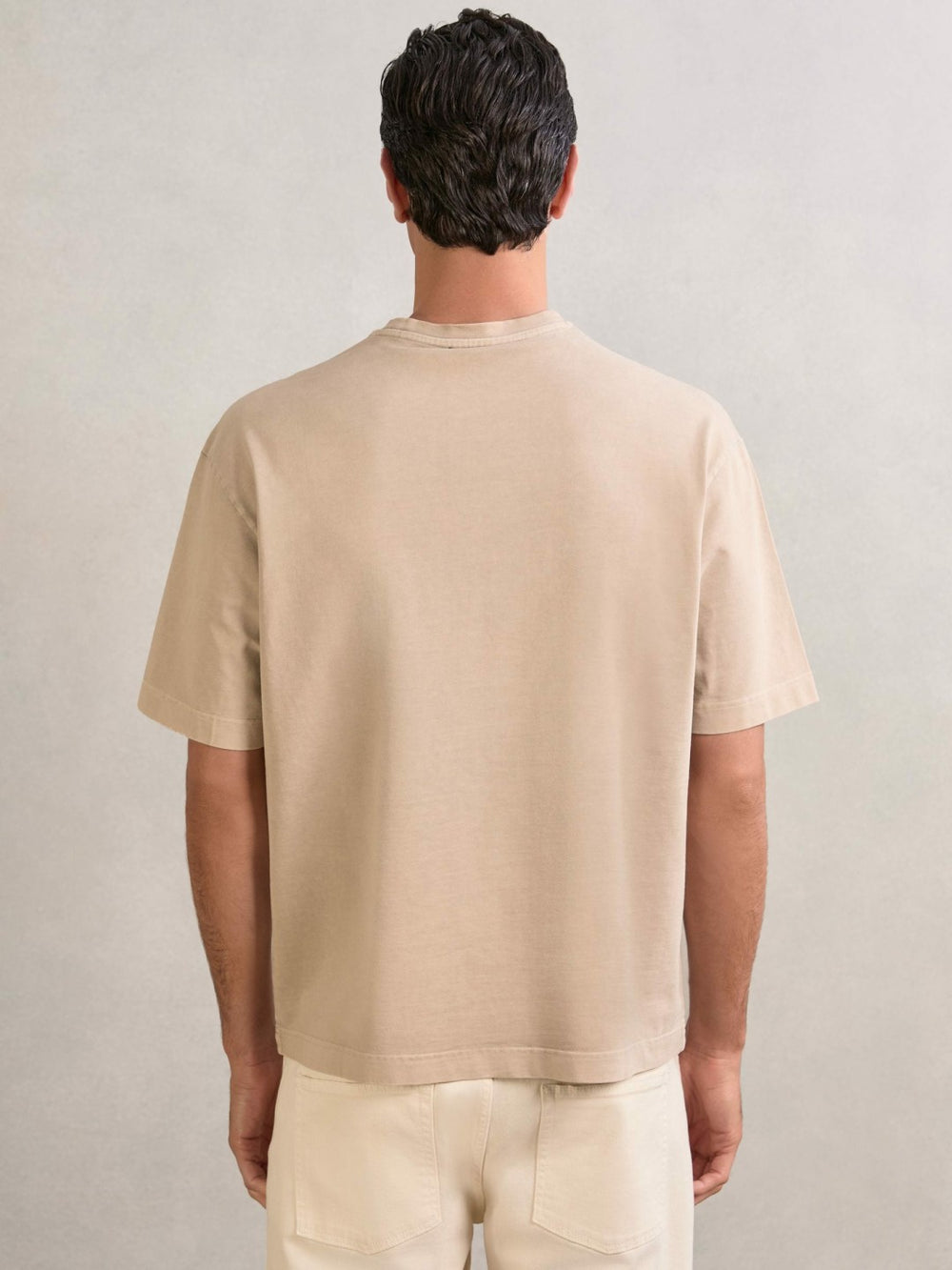 Reiss | Cotton Garment-Dyed Oversize T-Shirt in Oatmeal