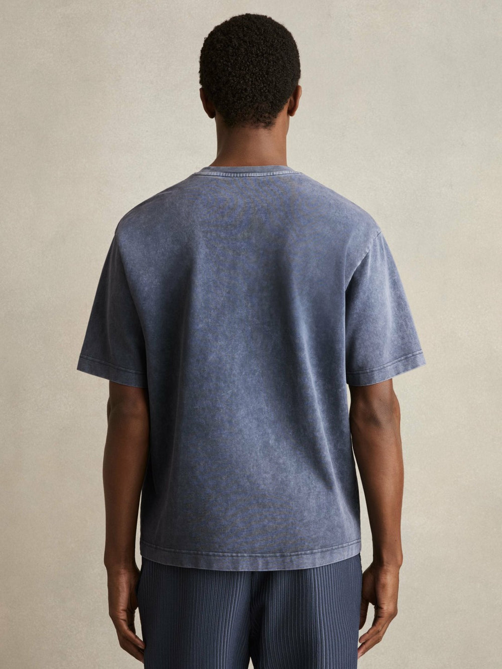 Reiss | Cotton Garment-Dyed Oversize T-Shirt in Indigo Blue