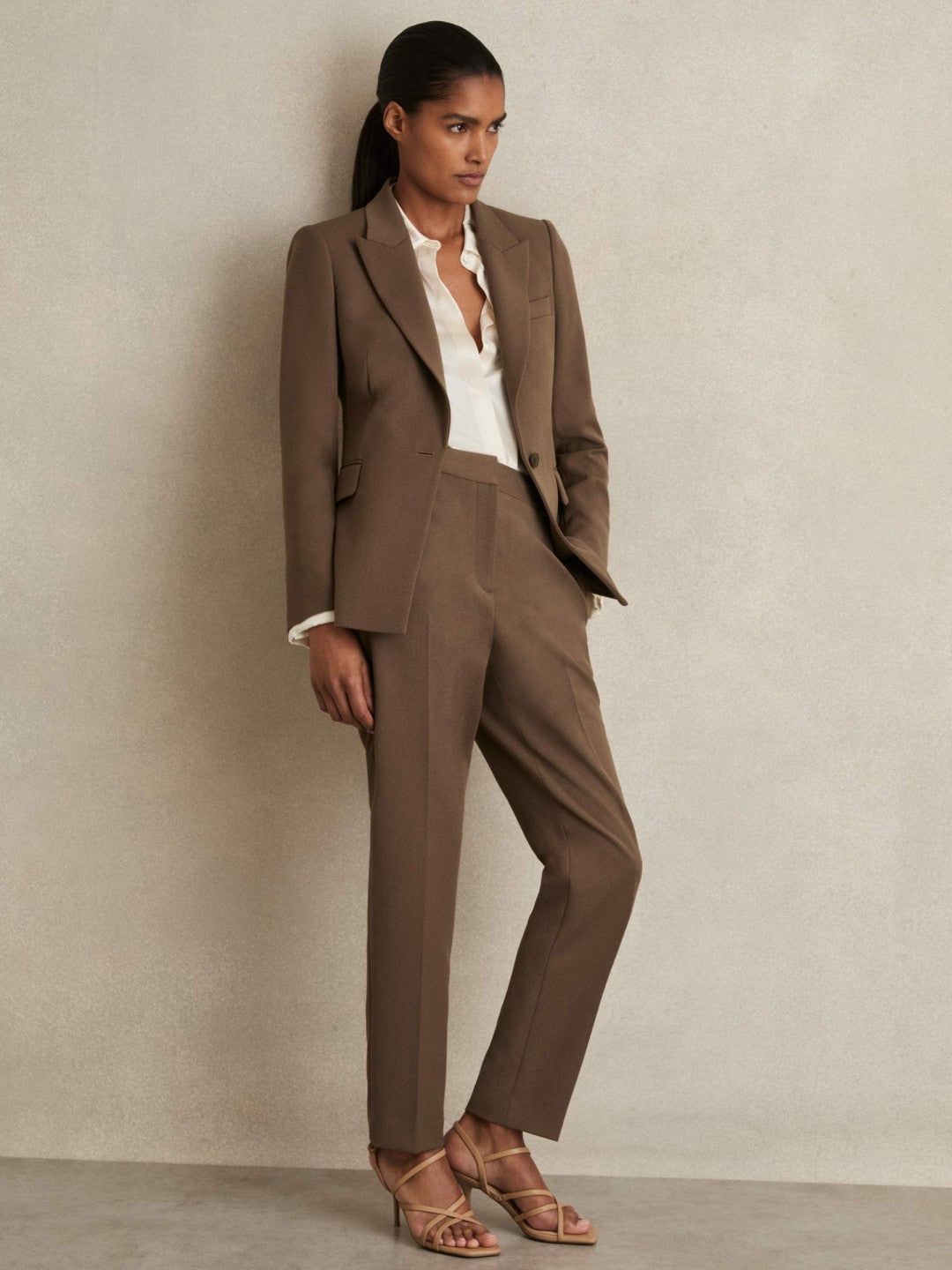 Reiss | Slim Fit Suit Trousers in Mink Neutral
