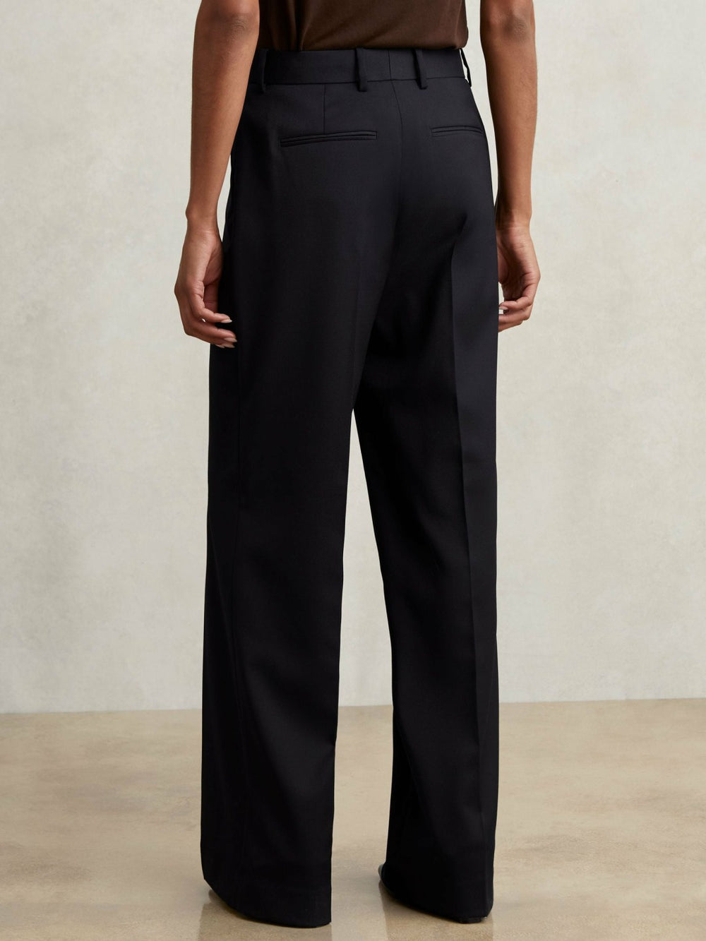 Reiss | Wool-Blend Wide-Leg Suit Trousers in Navy