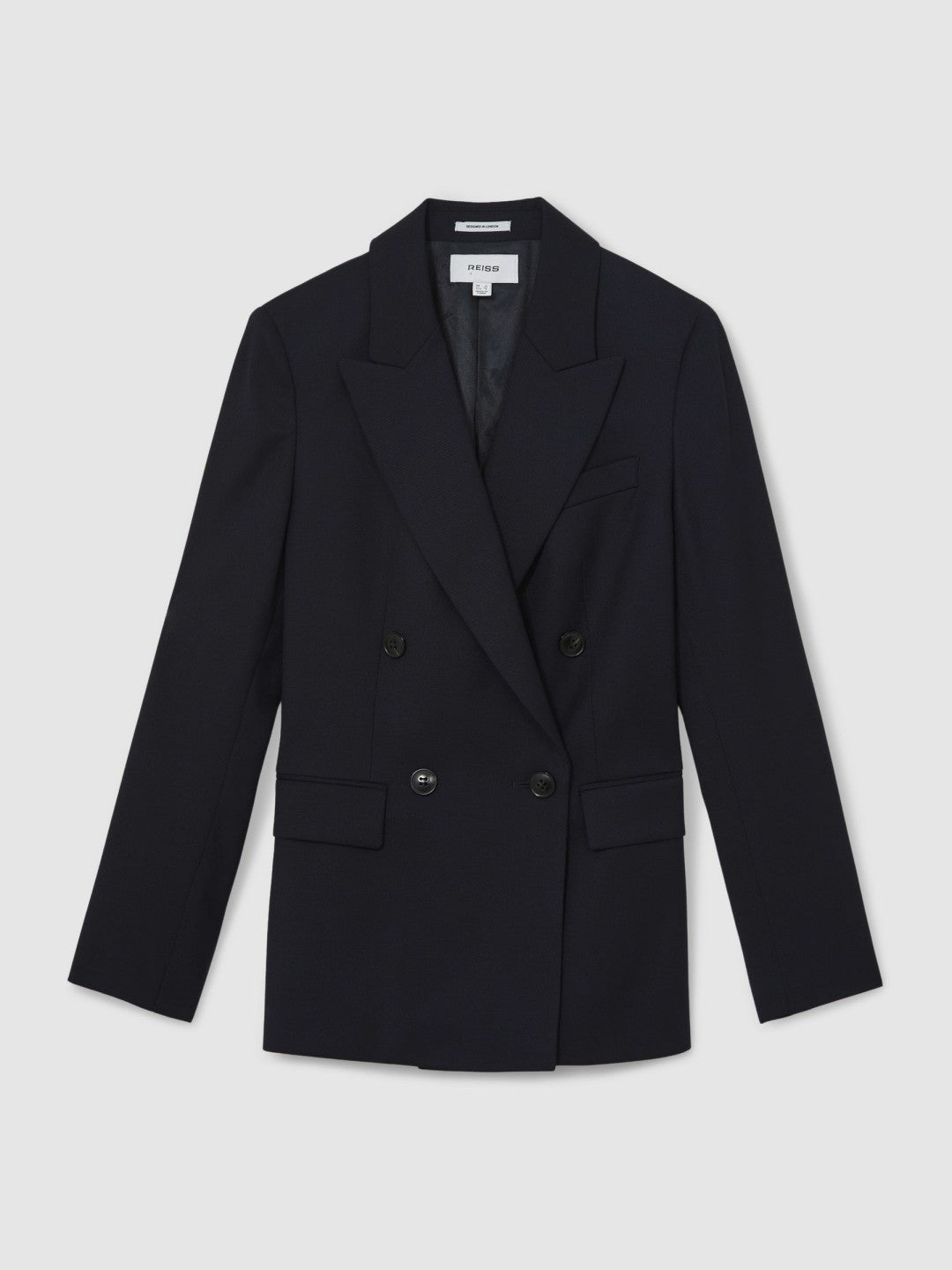 Reiss | Petite Wool Blend Double Breasted Suit Blazer in Navy