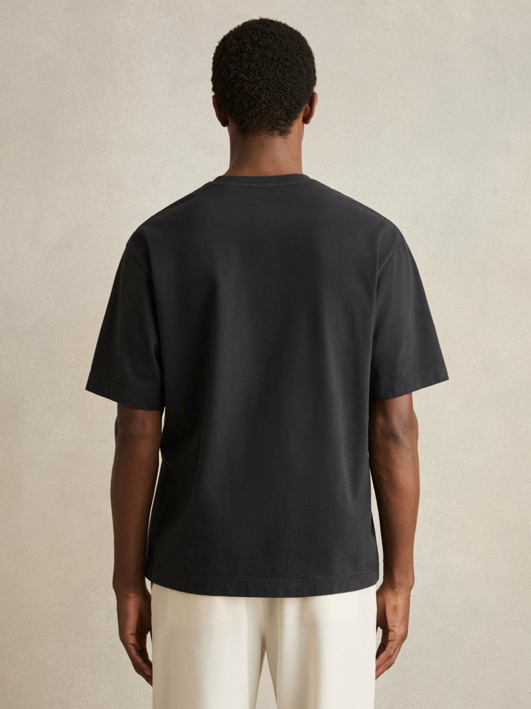 Reiss | Cotton Garment-Dyed Oversize T-Shirt in Washed Black