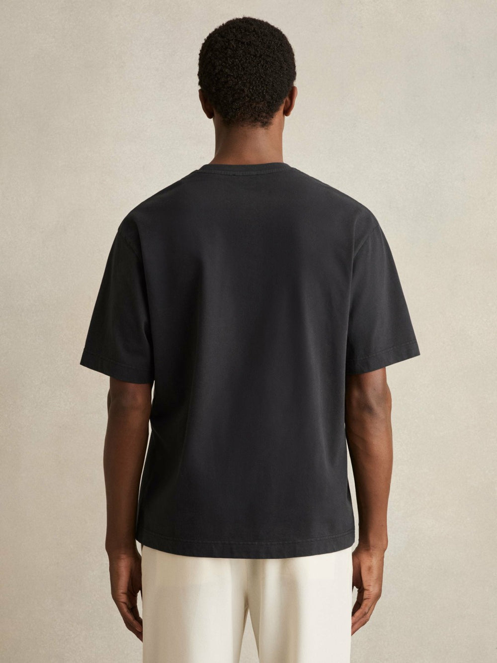 Reiss | Cotton Garment-Dyed Oversize T-Shirt in Washed Black
