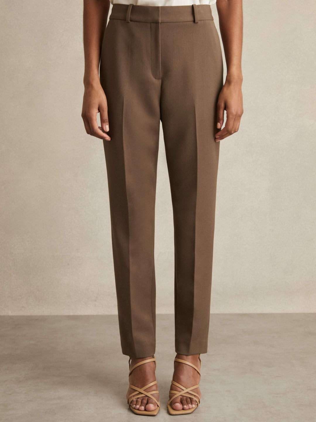 Reiss | Petite Slim Fit Suit Trousers in Mink Neutral