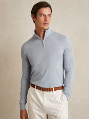 Reiss | Merino Wool Half-Zip Jumper in Soft Blue