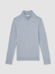Reiss | Merino Wool Half-Zip Jumper in Soft Blue