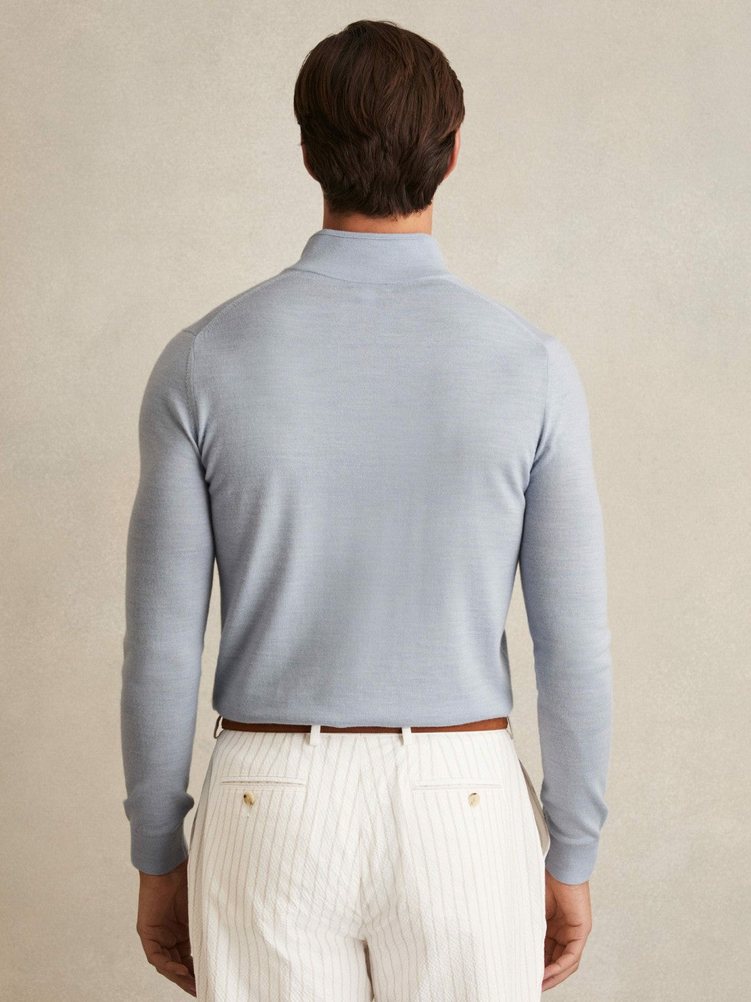 Reiss | Merino Wool Half-Zip Jumper in Soft Blue