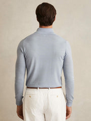 Reiss | Merino Wool Half-Zip Jumper in Soft Blue