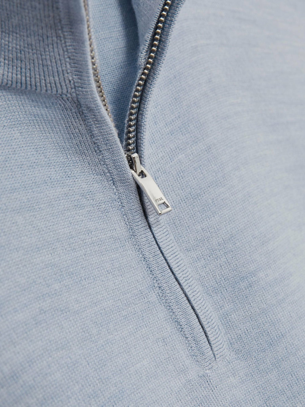 Reiss | Merino Wool Half-Zip Jumper in Soft Blue