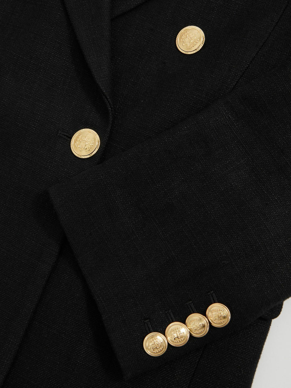 Reiss | Petite Oversized Double-Breasted Blazer Linen-Blend in Black