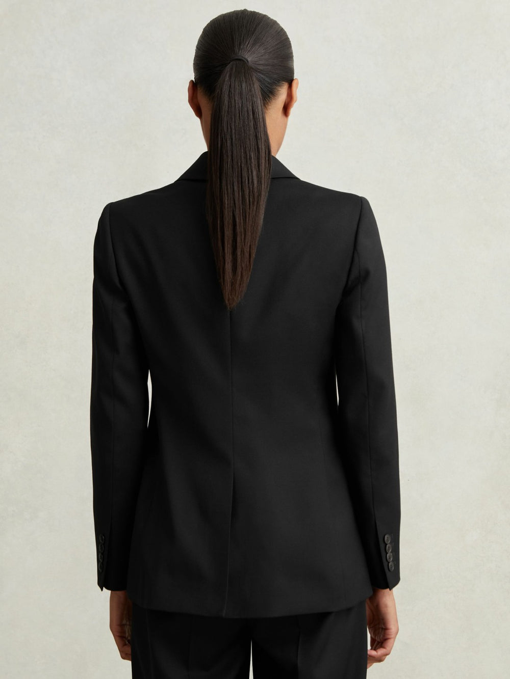 Reiss | Petite Wool Blend Double Breasted Suit Blazer in Black