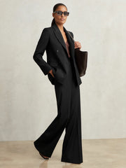 Reiss | Petite Wool-Blend Wide-Leg Suit Trousers in Black