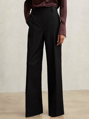 Reiss | Petite Wool-Blend Wide-Leg Suit Trousers in Black