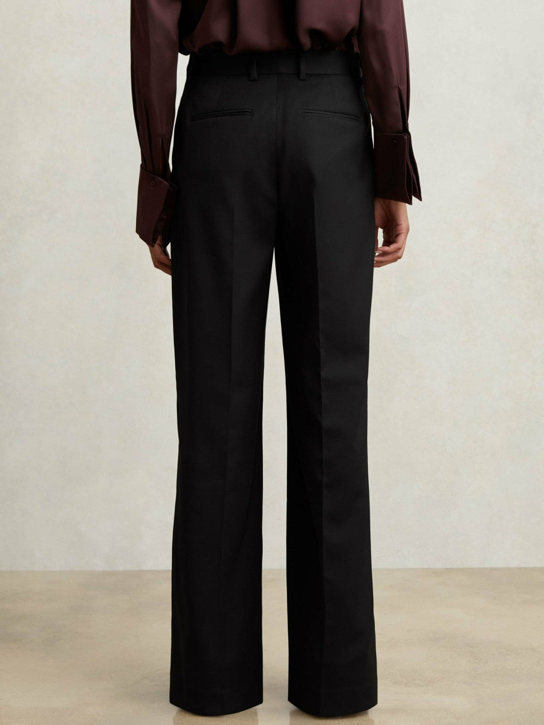 Reiss | Petite Wool-Blend Wide-Leg Suit Trousers in Black