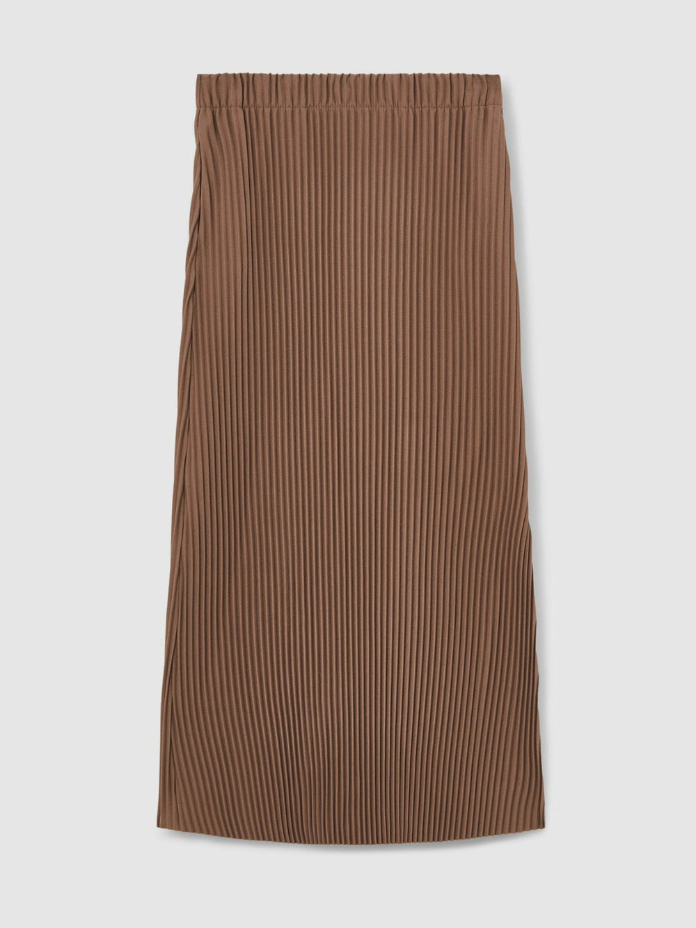Reiss | Pleated Jersey Midi Skirt in Chocolate