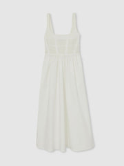 Reiss | Perforated-Knit Cotton-Skirt Midi Dress in Ivory