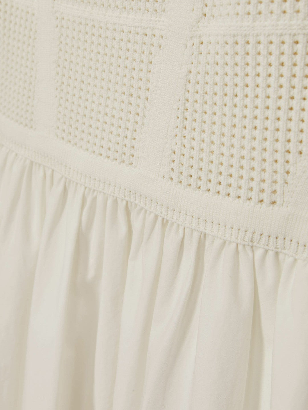 Reiss | Perforated-Knit Cotton-Skirt Midi Dress in Ivory