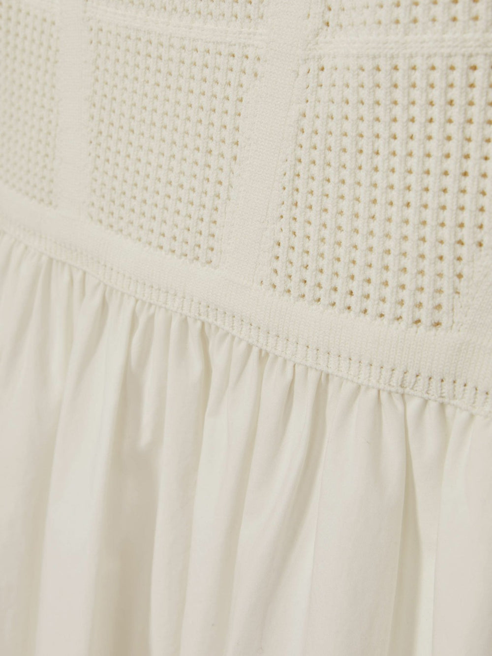 Reiss | Perforated-Knit Cotton-Skirt Midi Dress in Ivory