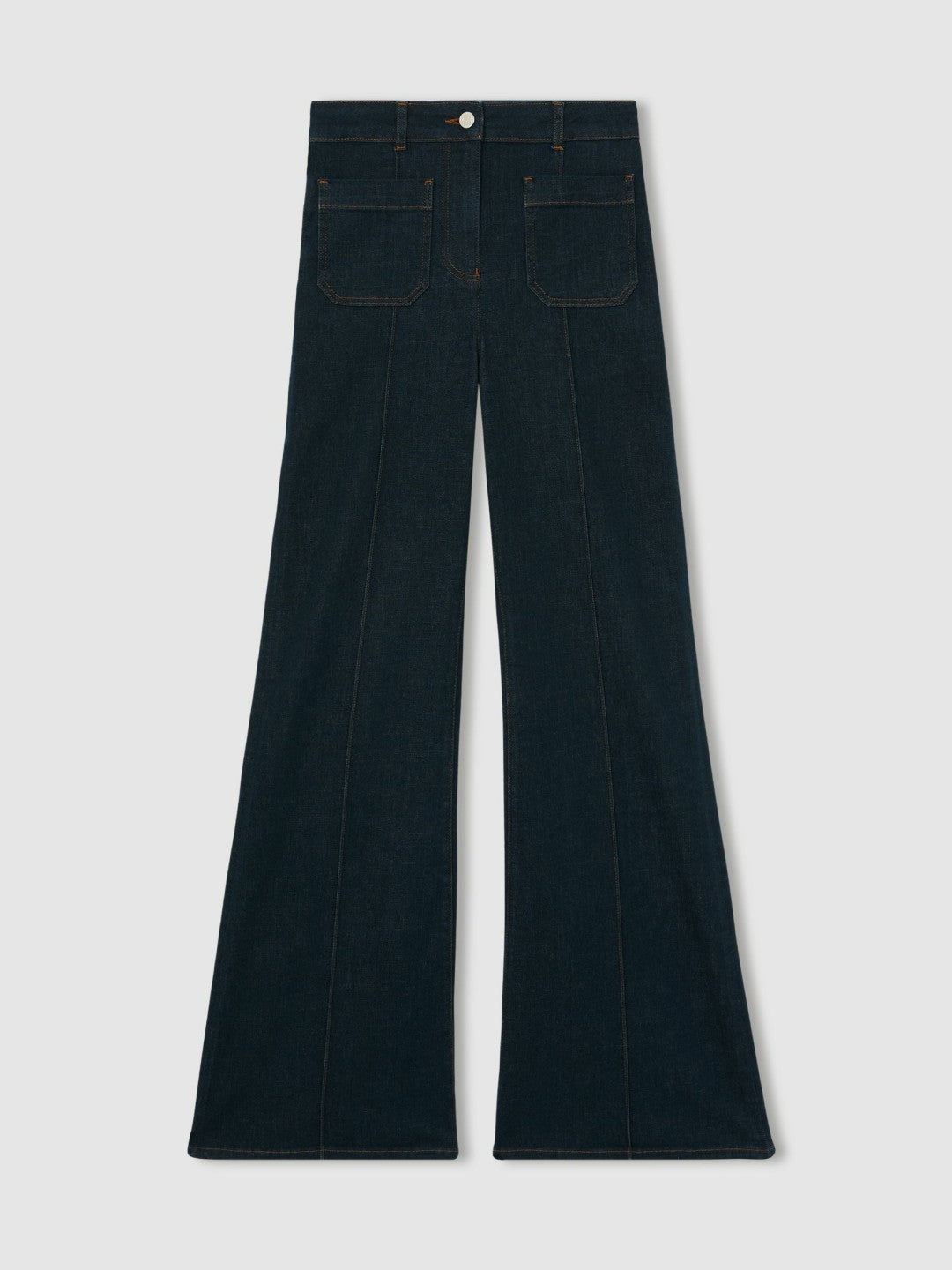Reiss | Petite Patch-Pocket Flared Jeans in Dark Blue