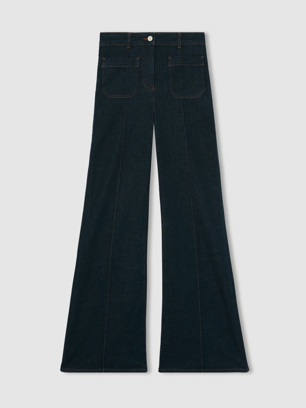 Reiss | Petite Patch-Pocket Flared Jeans in Dark Blue
