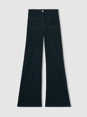 Reiss | Petite Patch-Pocket Flared Jeans in Dark Blue