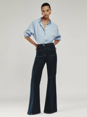 Reiss | Petite Patch-Pocket Flared Jeans in Dark Blue